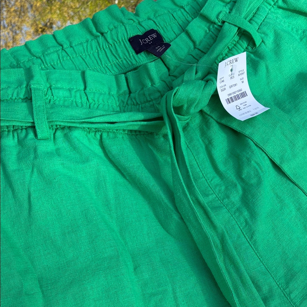 J. Crew Bright Green Tie-Belt High-Waist Shorts - Picture 4 of 7
